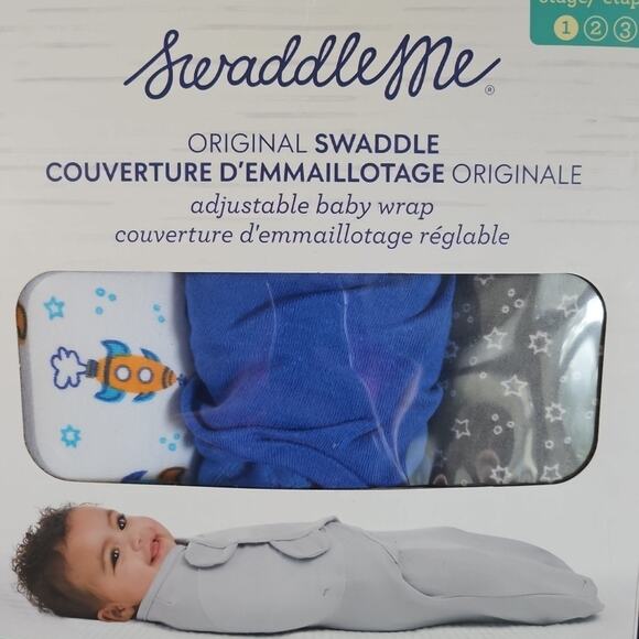 SwaddleMe Original Swaddle Size Large 3-6 Months 3-Pack Blue Gray - Picture 2 of 4